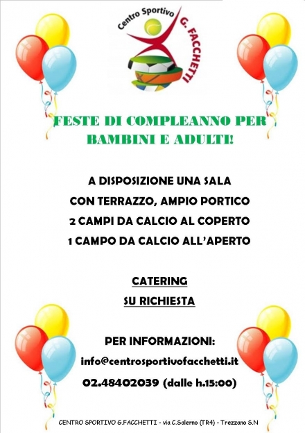 Feste ed eventi - Centro Sportivo G.Facchetti